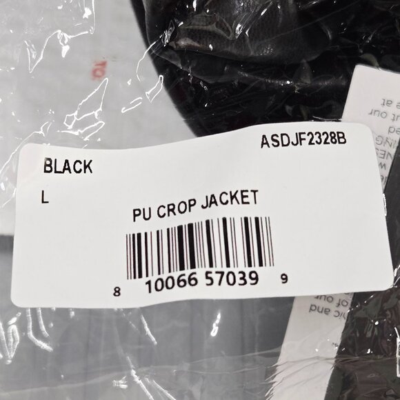 NEW AREA STARS BLACK FAUX LEATHER CROPPED LIGHTWEIGHT JACKET SIZE LARGE - Picture 13 of 14